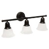 3 Light Metal and Alabaster White Glass Shade Vanity Wall Light Fixture with Metal Accents - Lalia Home - image 3 of 4