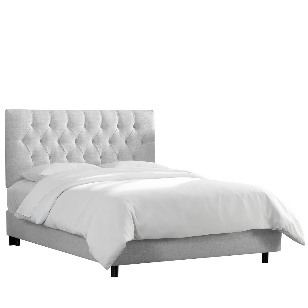 Photos - Bed Skyline Furniture Queen Edwardian Tufted : Pumice Gray Linen, Diamond-T