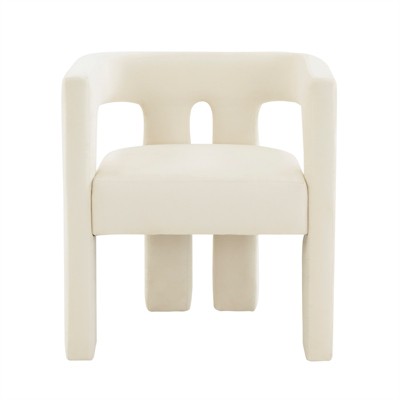 Cream Velvet Handcrafted Contemporary Arm Chair