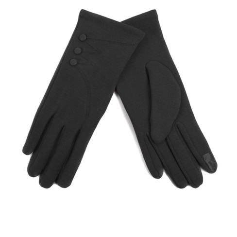 Women's Black Stylish Touch Screen Winter Gloves with Button Accent And  Fleece Lining Small