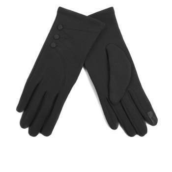 Women's Stylish Touch Screen Gloves with Button Accent & Fleece Lining