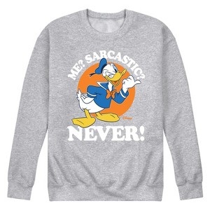 Men's - Disney - Donald Duck Never Sarcastic Graphic Fleece Sweatshirt - 1 of 4