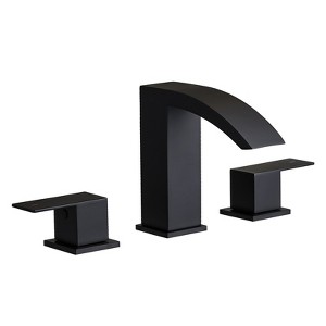 ChicFurnit Bathroom Sink Faucet Double Lever Basin Mixer with Pop Up Drain for Modern Bathroom Spaces, Black, 15.7"*9.8"*2.6" - 1 of 4