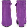 Perphy Women's Pointed Toe Bow Chunky Heel Ankle Boots - 2 of 4
