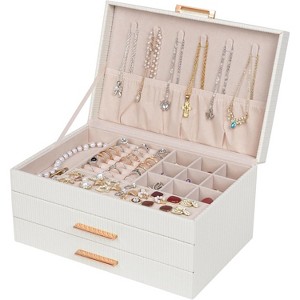 Jewelry Box Organizer with 2 Drawers, 3-Tier Large Jewelry Holder Organizer Box - 1 of 4