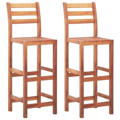 vidaXL Bar Chair Set of 2 Natural wood Solid Acacia wood Standard
