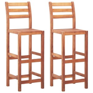 vidaXL Bar Chair Set of 2 Natural wood Solid Acacia wood Standard - 1 of 4