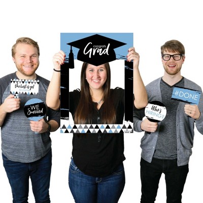 Big Dot of Happiness Light Blue Grad - Best is Yet to Come - Grad Party Selfie Photo Booth Picture Frame and Props - Printed on Sturdy Material