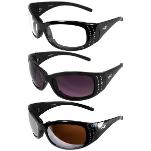 3 Pairs of Global Vision Eyewear Marilyn 2 Plus Safety Motorcycle Glasses - 1 of 4