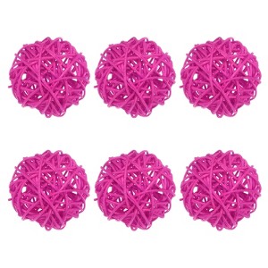 Unique Bargains Wicker Rattan Decorative DIY Crafts Balls 6 Pcs - 1 of 4