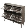 TIRAMISUBEST Dark Grey 4-Door Shoe Cabinet with Wheels - Rolling Storage Organizer for Entryway - 4 of 4
