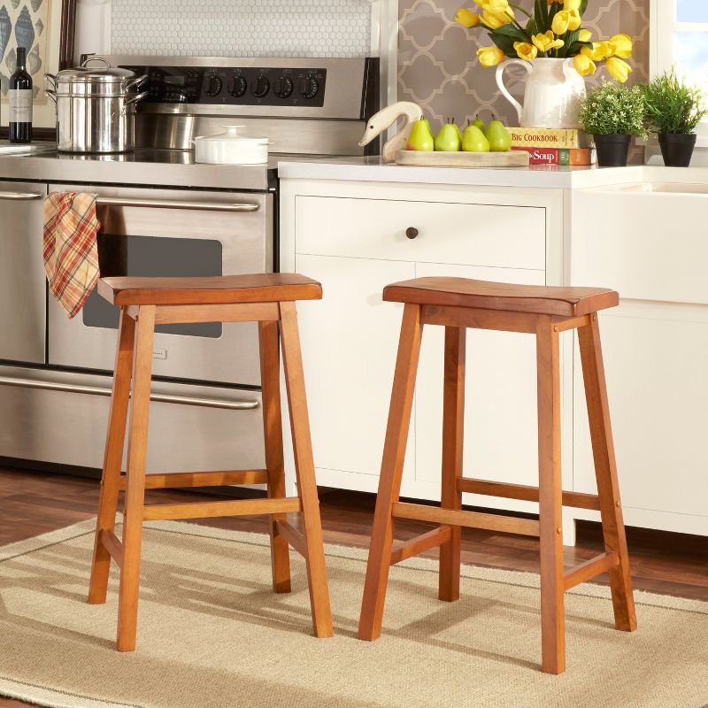Set of 2 29" Watkins Saddle Seat Backless Counter Height Barstools - Inspire Q, 2 of 6