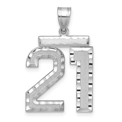 Black Bow Jewelry 14k White Gold, Varsity Collection, Large D/C Pendant, Number 21