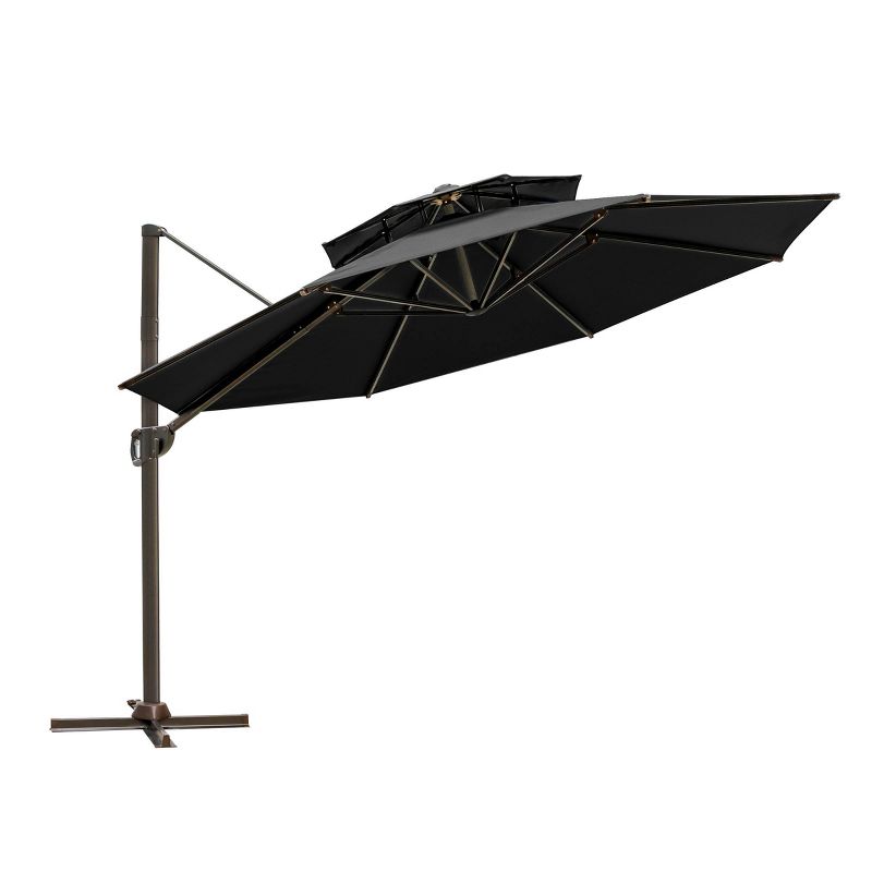 11.5&#39; Double Top Round Cantilever Umbrella, Aluminum Offset, UV-Resistant Polyester, Adjustable Crank - Crestlive Products, 1 of 10