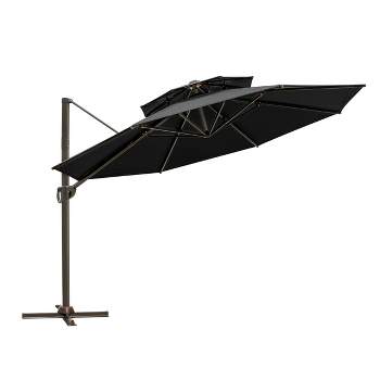 11.5' Double Top Round Cantilever Umbrella, Aluminum Offset, UV-Resistant Polyester, Adjustable Crank - Crestlive Products