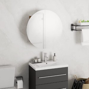 vidaXL Bathroom Cabinet with Round Mirror&LED Oak 15.7 in.x15.7 in.x6.9 in. - 1 of 4