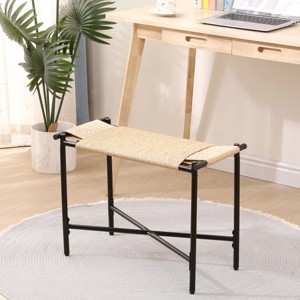 KWPZQEB Handwoven Paper Rope Ottoman, Vanity Foot Rest Shoes Stools for Bedroom, Entryway, Living Room - 1 of 4