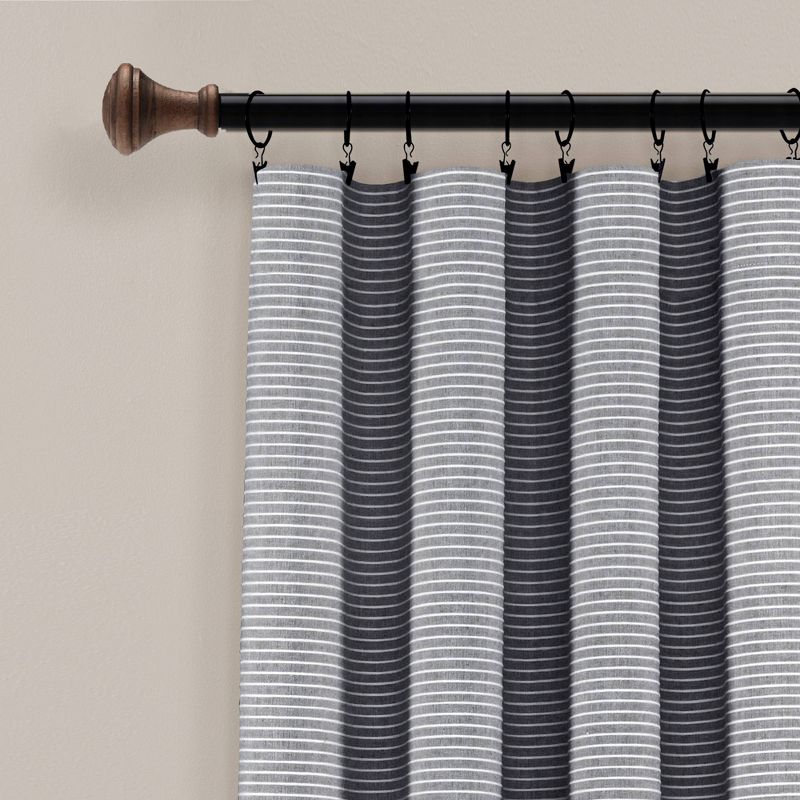 Set of 2 Farmhouse Button Striped Yarn Dyed Woven Cotton Window Curtain Panels - Lush Décor, 3 of 10