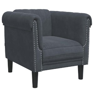 vidaXL - Dark Gray Velvet Upholstered Armchair - 1-Seater Sofa Chair - Modern Accent Chair for Living Room/Bedroom - 1 of 4