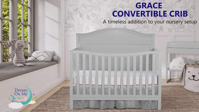 Dream On Me Grace 5 in 1 Convertible Crib made with Sustainable New Zealand Pinewood, 2 of 10, play video