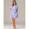 INSPIRE CHIC Women's Floral Long Sleeve Mock Neck Ruffle Layered Smocked Mini Dress - 3 of 4