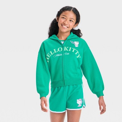 Girls' Hello Kitty Zip-Up Hooded Sweatshirt - Green