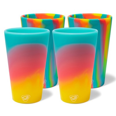 Silipint: Silicone Pint Glasses: 4 Pack - 2 Aurora & 2 Sugar Rush