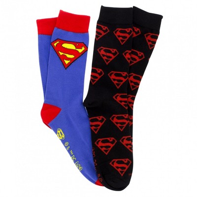 Adult Superman Suit and Super Logos 2-Pair Pack of Crew Socks