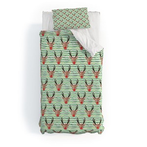 Little Arrow Design Co watercolor rudolf Duvet Cover + Pillow Sham(s) - Deny Designs - 1 of 4