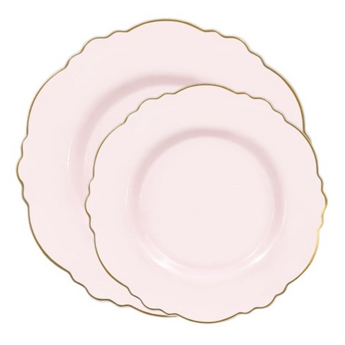 Gold and 2024 pink plastic plates