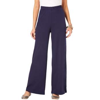 Plus Size Women's Wide Leg Ponte Knit Pant by Woman Within in Navy