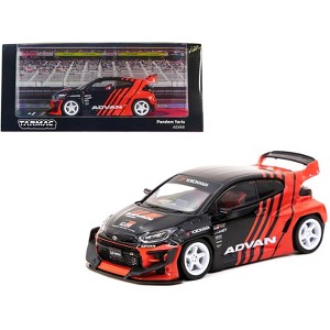 Toyota "Pandem" Yaris RHD (Right Hand Drive) Black & Red "ADVAN" Livery "Hobby43" Series 1/43 Diecast Model Car by Tarmac Works - 1 of 3