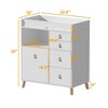 FUFU&GAGA Baby Changing Table Storage Cabinet Large Operating Table Four Drawers Leather Handles Solid Wood Table Corners Practical and Safe - 3 of 4