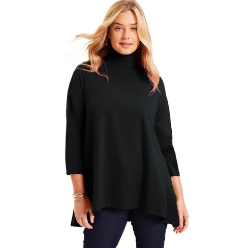 June + Vie By Roaman's Women's Plus Size One+only Mock-neck Tunic - 22/ ...