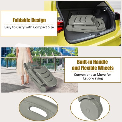 Gray Adjustable Outdoor Chaise Lounge with Arms and Wheels