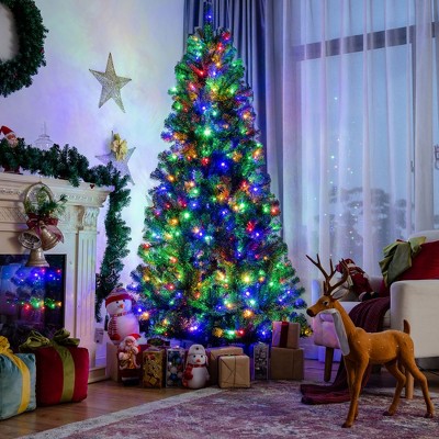8-Foot Green Pre-Lit Artificial Christmas Tree with LED Lights