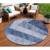 Navy Blue And Denim Blue Geometric Washable Indoor Outdoor Area Rug - 2 of 4