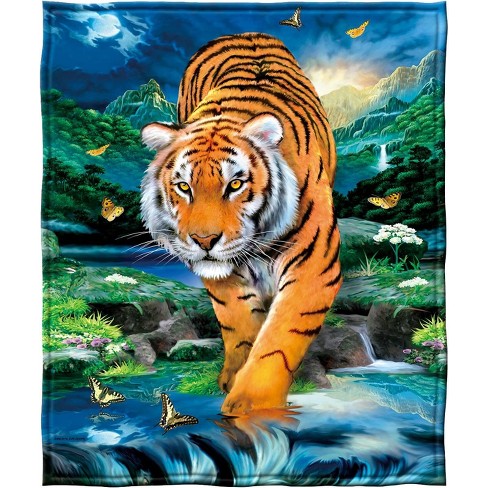 Dawhud Direct 75 X 90 Moonlight Tiger Fleece Throw Blanket For Women, Men  And Kids : Target