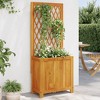 vidaXL Planter with Trellis - Outdoor Wooden Garden Flower Box 21.7"x11.6"x52" - Solid Acacia Wood - Patio Plant Support - 2 of 4