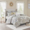Gulches 8 Piece Cotton Floral Printed Reversible Comforter Set Yellow Cal King - 2 of 4