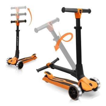 Hurtle 3 Wheeled Scooter for Kids - Foldable Stand Child Toddlers Toy Kick Scooters, Orange