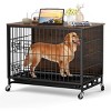 Wooden Dog Crate Furniture with Wheels and Double Door – Modern Pet House, Removable Tray, Stylish End Table for Living Room, Bedroom, and Outdoors - 4 of 4