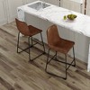 37"H PU Material Modern Minimalist Bar Stools Set of 2 with Footrest and Non-Slip Pads for Kitchen, Bar, or Home - 2 of 4