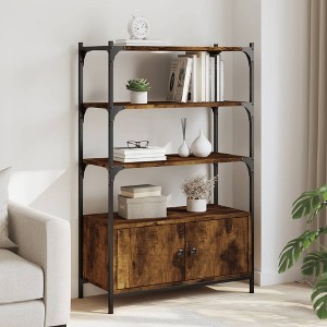 vidaXL Bookcase 3-Tier Smoked Oak 27.6 in.x11.8 in.x43.1 in. Engineered Wood - 1 of 4
