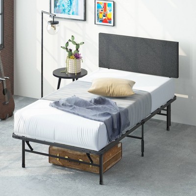 Smartbase With Upholstered Headboard Bed Black - Zinus : Target