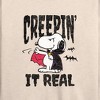 Women's - Peanuts - Creepin It Real Lightweight French Terry Wide Neck Long Sleeve Shirt - 2 of 4