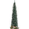 Resenkos 7-Foot Snowy Artificial Pencil Christmas Tree with Pine Cones - Green - 2 of 4