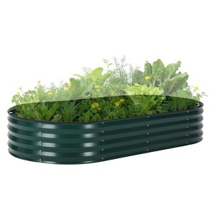 Galvanized Raised Garden Bed Kit with Zippered PVC Cover – Sturdy Oval Metal Planter Box for Vegetables - 1 of 4