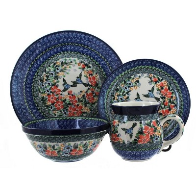 Blue Rose Polish Pottery Maria 16 Piece Dinner Set
