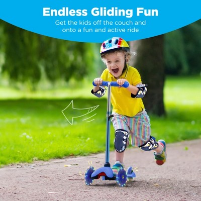 Blue Kids Mini Kick Scooter with Light-Up Wheels